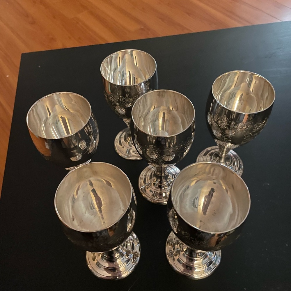 Vintage Silver Plated Wine Goblets - Picture 5 of 7